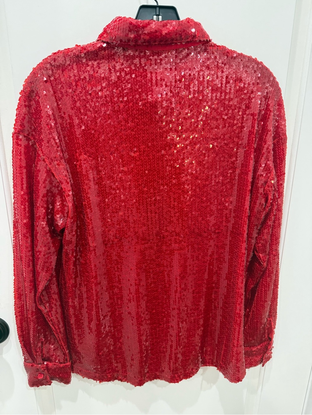 AKIRA Red Sequin Button Up - Picture 2 of 3